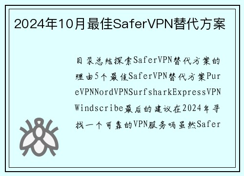 2024年10月最佳SaferVPN替代方案